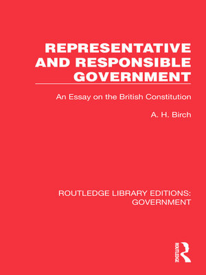 cover image of Representative and Responsible Government